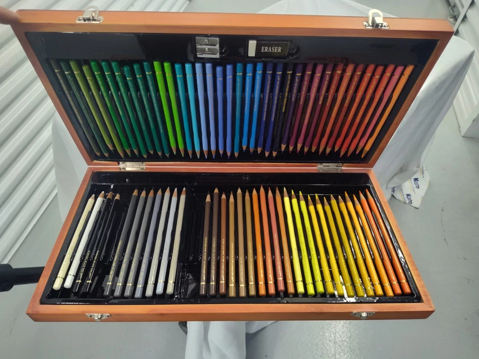 69 vintage Faber Castell Polychromos colored Pencils In A Nice Wooden Box - Image 1 of 4