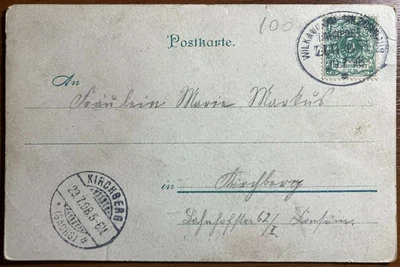 1898 Railway Post Oval Stamp Bahnpost Reichpost Wilkau-Haßlau to Kirchberg - Image 1 of 2