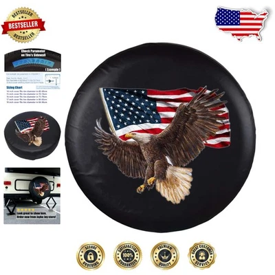 Capa de pneu sobressalente 15" - American Flag Eagle - Couro durável, UV e impermeável - Imagem 1 de 4