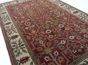 2'.7" X 4'.2" Rust Ivory Traditional Oriental Area Wool Rug Hand Knotted Wool - Picture 1 of 12