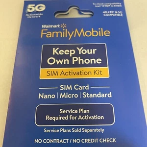 New Blue Bring Your Own Phone To Walmart Family Mobile Verizon Nano Sim Card Fun - Zdjęcie 1 z 2