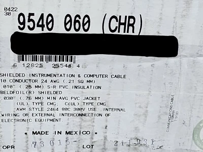 Cable de instrumentación/computadora blindado gris Belden 9540 24/10C EIA RS-232/10 pies Foto 1 de 4
