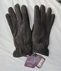 Grandoe Black Suede Leather Lined Gloves, Size Large, Sensor Touch New With Tags