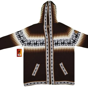 SUÉTER CON CAPUCHA HOMBRE HECHO A MANO ALPACA ANDINA MARRÓN CREMALLERA TALLA M - Imagen 1 de 8