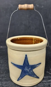 Maple City Pottery Salt Glaze Crock STAR Design Utensil Holder with Handle 1995 - Picture 1 of 15