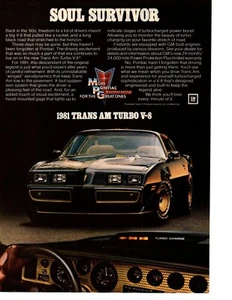 1981 PONTIAC TRANS AM TURBO V-8 ~ ORIGINAL PRINT AD - Imagen 1 de 1