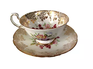 Vintage Paragon Teetasse & Untertasse Bone China England Queen Fruit Berry floral gold - Bild 1 von 11