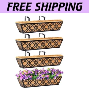 4pcs 24-Inch Coastal Railing Planter Set with Coconut Coir Liner - Modern Design - Picture 1 of 9