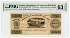 Canada Champlain & St. Lawrence Rail Road 7 1/2 Pence 1837 Pmg 63 Epq Unc