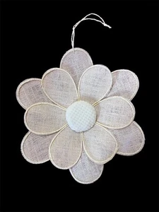 Burlap & Metal 3D Flower Decor Hanging 11” Wall Home Decor Wall Door Hanger New - Picture 1 of 1