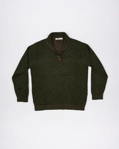Inis Meain Alpaca Silk ¼ zip sweater | green/brown | Large | Excellent condition - Picture 1 of 8