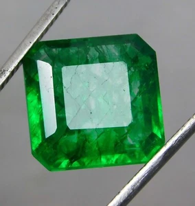 9.40 Ct Natural Beautiful Colombian Emerald Radiant Cut Loose Gemstone Certified - Picture 1 of 5