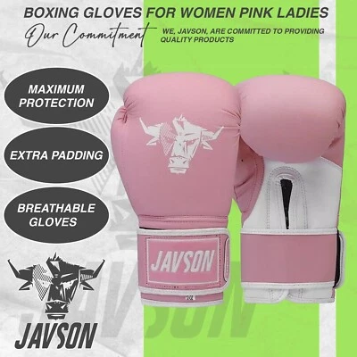 JAVSON SPORTS Boxing Gloves for Women Pink Ladies Girls Sparring MMA Training Punching Gloves
