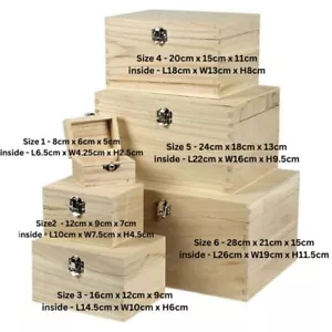 Plain Wooden Box Hinged Lid Memory Keepsake Storage Paint Decorate Customise DIY - Picture 1 of 58
