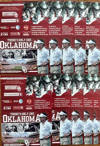 LOT of 10 OKLAHOMA SOONERS 2006 Pocket Schedules..BOB STOOPS Cover