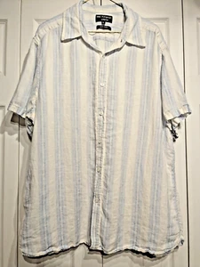 MARKS & SPENCER Autograph By Nigel Hall Light Blue Striped Men Sz XL Linen Shirt - Picture 1 of 15