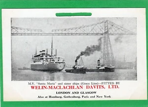 MV Santa Maria Grace Line Welin Maclachlan Davits Ltd Werbekarte AK296 - Bild 1 von 2