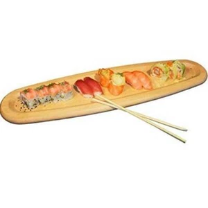 Tagliere Ovale 52x14cm in Legno di Faggio Con Bordo per Sushi Salumi Formaggi - Foto 1 di 1
