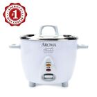 Aroma Simply Stainless Rice Cooker, White [Cooks 3 cups of uncooked rice]