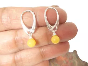 Runde Butterscotch Bernstein Sterling Silber 925 Edelstein Ohrringe - 6 mm - Bild 1 von 4