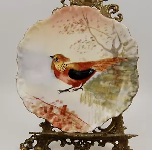 ANTIQUE LIMOGES HAND PAINTED GAME BIRD PLAQUE CHARGER PLATE ...WOW - Picture 1 of 3