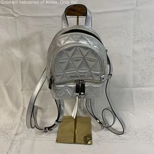 NWT Certified Authentic Silver Michael Kors Mini Backpack - Picture 1 of 5