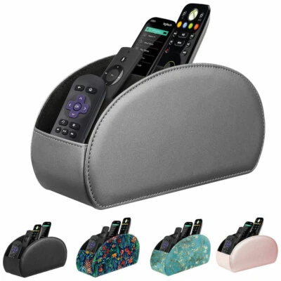 FINTIE Vegan Leather Remote Control Holder TV Remote Desktop Organizer 5 Compartments