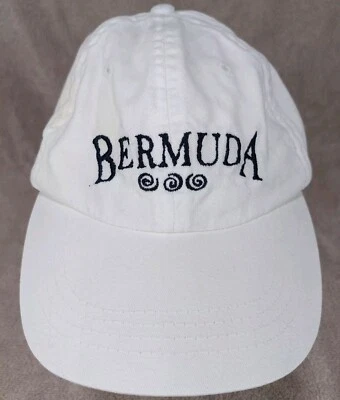 Vintage Bermuda Spellout Swirls Embroidered Hat Strapback Dad Cap White Tourism - Image 1 of 4