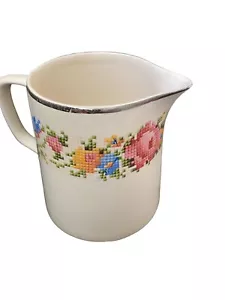 Vintage Harker Hotoven Floral Rose Stitch Pattern Pottery Creamer MCM - Picture 1 of 4