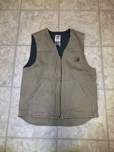 Vintage Carhartt V19 TAN Men’s Brown Canvas Sherpa Lined Vest Size Small - Bild 1 von 6