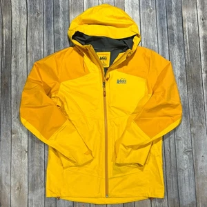 REI Co-op XeroDry GTX Jacket Gore Tex Windbreaker Hood Small Mens Yellow Zip - Picture 1 of 9