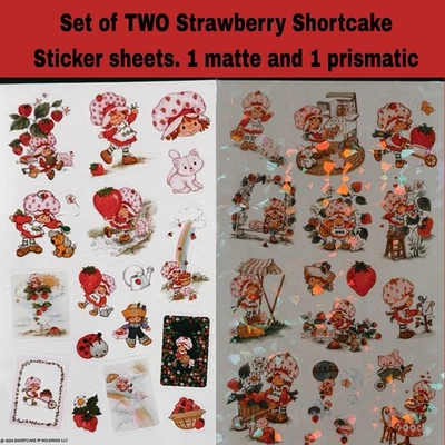THE WORLD OF STRAWBERRY SHORTCAKE Set Of 2 Strawberry Shortcake Sticker Sheets. 1 Prismatic And 1 Matte