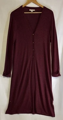 Cárdigan plumero Simply Noelle para mujer borgoña manga larga abotonado talla S/M Foto 1 de 4