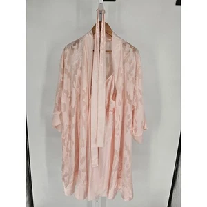 Vintage 1990s Appel Womens Sz L Light Pink Satin Nightie and Robe Set - Picture 1 of 6