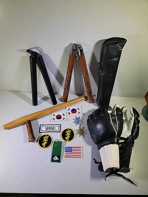 Jeet Kune Do JKD Leather MMA Kempo Sparring Grappling Gloves - Image 1 of 4