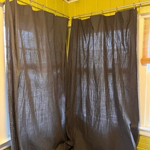 Ikea Vorhänge Ritva 2 Paneele grau Baumwolle Besatz 57” x 118” - Bild 1 von 11