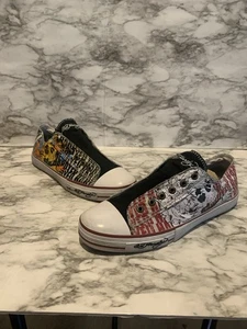 Y2K Ed Hardy Low Top Skull Canvas Sneakers Mens 12 Tattoo Print Slip On Shoe - Picture 1 of 9
