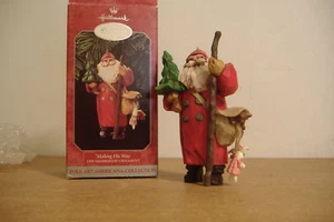 MAKING HIS WAY~HALLMARK 1998 MEMBERSHIP ORNAMENT~SANTA - Picture 1 of 1