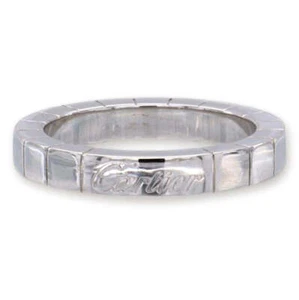 Vintage Cartier Lanieres Signature 18K White Gold Block Band Ring Size 49 - Picture 1 of 7