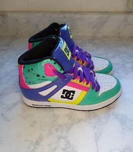 DC Shoes USA Women’s Rebound High SE Size 5 Multi Color Leather Embroided  New 