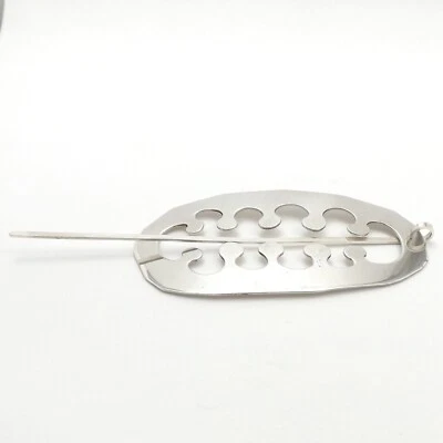 Vintage Levin Sterling Silver Modernist Puzzle Hair Slide Clip Sweater Shawl Pin - image 1 of 4