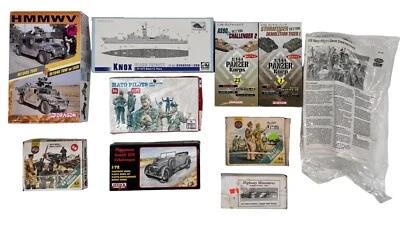 Lot Of 10 Vintage WW2 Plastic Model tank figures artillery mixed kits #602 - Image 1 of 4