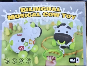 Bilingual Musical Cow Toy Learn Spanish & English Alphabet & Numbers 6 Month + - Picture 1 of 5