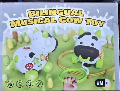 Bilingual Musical Cow Toy Learn Spanish & English Alphabet & Numbers 6 Month + - Image 1 of 4