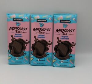 NEW! Lot Of 3 Mr Beast Feastables ORIGINAL CHOCOLATE Bar 2.1 oz Exp 03/2025