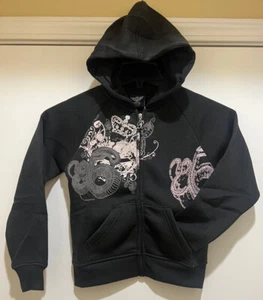 Zip Up Youth Hoodie Imprinted logo - Size: 5, Black Color with Screen Print -NEW - Picture 1 of 7
