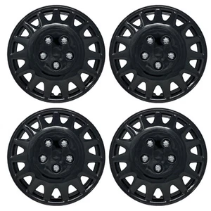 996 Universal Wheel Cover ABS Wheel Skins Set Hub Caps Ice Black 14'' -Set of 4 - Picture 1 of 2