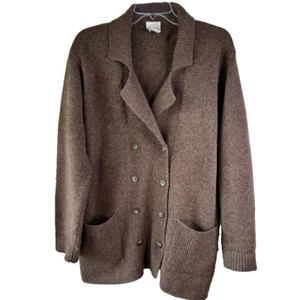 Moda Int'l 100% Lambs wool Brown Long Sleeve Cardigan Sweater Women's Size L - Picture 1 of 9