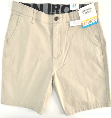 Pantalones Cortos Elásticos IRON CO Para Hombre (TALLA 32) Cintura Flexible Frente Plano DUNA DE ARENA ¡Nueva Etiqueta! Foto 1 de 4