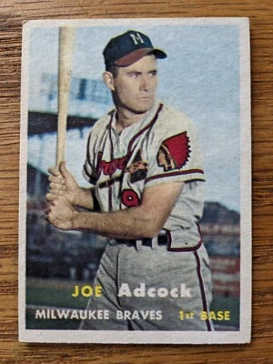 1957 Topps #117 Joe Adcock, Milwaukee Braves, EX+ - Image 1 of 2